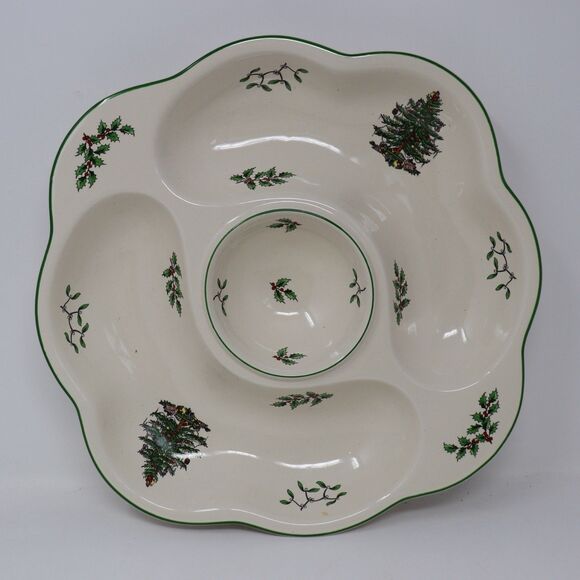 Spode Christmas Tree Chip And Dip Relish Vegetable And Dip Serving Tray 13” - Picture 1 of 3